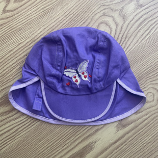 0-2岁外贸出口女童纯棉遮阳防晒棒球帽披风鬼子帽蝴蝶结沙滩帽