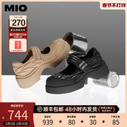 mio米奥2023秋季圆头，中跟纯色单鞋厚底，舒软复古通勤玛丽珍女鞋