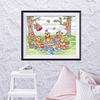 卡通动物系列野餐小熊小幅清晰印花十字绣棉线套件客厅卧室装饰画