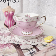 爱丽丝家 欧式 波点粉色玫瑰花烫金带碟咖啡杯下午茶杯 骨瓷
