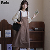 拉夏贝尔Puella韩系甜美长袖打底衬衫灯芯绒背带连衣裙女两件套装