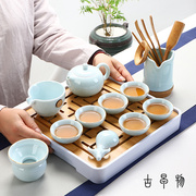 l影青瓷功夫茶具套装，家用整套白瓷，简约办公泡茶盖碗陶瓷喝茶杯茶