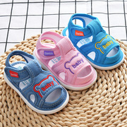 女宝宝布凉鞋(布凉鞋)夏季婴儿0一1-2岁3叫叫鞋防滑软底学步鞋男宝宝鞋子