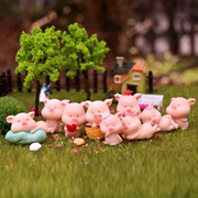 创意可爱网红粉红猪猪小屁公仔本命年树脂小摆件微景观蛋糕装饰品