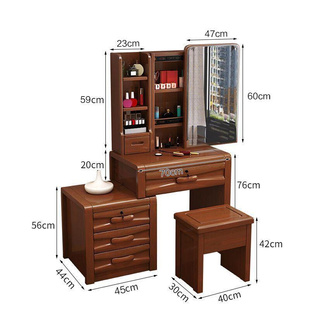 网红实木梳妆台现代简约有锁桌子卧室多功能伸缩化妆桌家居家具