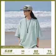 kouemgi空味夏季日系绿色，280g重磅短袖t恤男女宽松情侣半袖上衣