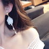 韩国磨砂花瓣珍珠网红耳环少女心，ins仙女简约长款流苏气质耳夹潮