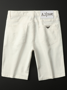 夏季奇 阿玛尼亚男士薄款中裤白色弹力休闲马裤牛仔五分裤
