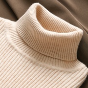 秋冬羊绒衫女高领翻领，羊毛衣套头修身纯色，打底短款针织