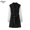 etam艾格西装黑色连衣裙，2024春季女裙子，气质平时可穿年会礼服