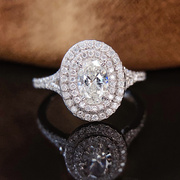 宝创集50分gia证书天然钻石，戒指18k金椭圆形鸽子，蛋求婚结婚戒指女