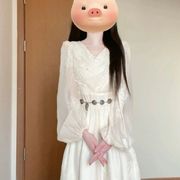 新中式国风白色盘扣连衣裙高级感超好看气质，泡泡袖雪纺裙子春绝美