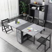 折叠餐桌小户型家用可移动带轮伸缩多功能餐桌椅组合简易桌子饭桌