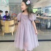 女童连衣裙夏装2024儿童洋气仙气公主长裙紫色小女孩蓬蓬纱裙