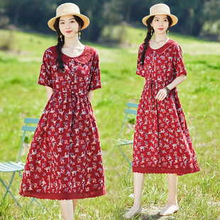 少妇女装25到30至35-40-45岁遮肚子裙子显瘦夏装夏季中长款连衣裙