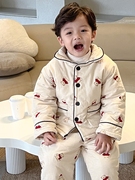 儿童睡衣秋冬男宝宝棉衣三层加厚小童男孩冬季珊瑚绒家居服套装