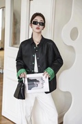 新中式国风黑色衬衫外套，女春秋设计感小众复古盘扣，长袖上衣潮