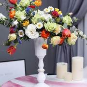 古典高脚杯欧式复古铁艺花器婚礼宴会桌花花瓶家居，装饰花瓮拍照用