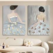 现代简约手绘艺术油画客厅卧室贝壳装饰画美女人物玄关走廊壁挂画