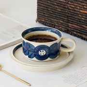ins法式咖啡杯碟套装陶瓷中古风创意复古马克杯高颜值下午茶杯子