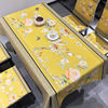 新中式美式花鸟餐桌椅子套罩红木高档黄色餐桌布茶几桌布长方形