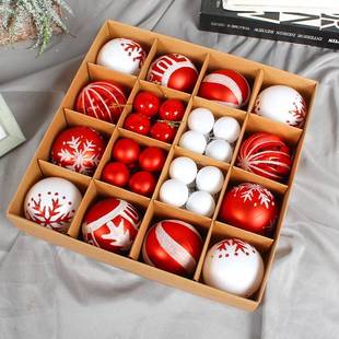 圣诞树装饰球圣诞节装饰品套装彩球挂件树上吊球装扮挂球红色白色