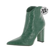 marc fisherLezari 女式人造皮革尖头踝靴 - 浅绿色 美国奥莱