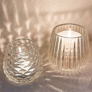 松果玻璃烛杯浪漫烛光，晚餐道具香薰蜡烛台空杯家用光影氛围感摆件