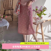 韩国直邮2024年春装Leelin可爱甜美卡通动漫直筒修身半身中长裙女