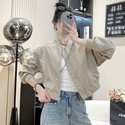 春秋季百搭休闲夹克上衣小个子简约时尚立领棒球服运动短款外套女