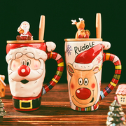 圣诞老人水杯 大容量陶瓷马克杯可爱卡通情侣杯子 创意圣诞节礼物
