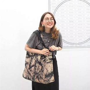 德国LOQI博物馆名画印花环保袋时尚潮流单肩包轻便折叠购物袋鳕鱼