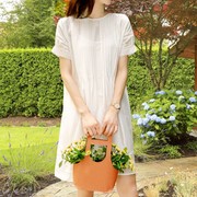 韩国女装2023夏季白色，真丝棉轻薄精致刺绣娃娃，衫连衣裙显瘦潮