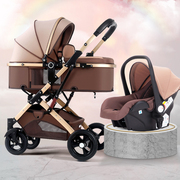 高景观婴儿推车可坐可躺新生儿童宝宝睡蓝提篮安全座椅双向可折叠