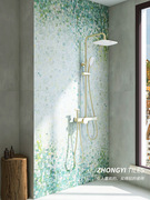 北欧大规格艺术瓷砖，花砖600x1200法式卫生间，浴室背景墙绿植花片砖