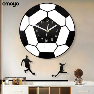 体育运动足球钟表儿童房挂钟世界杯男孩卧室静音创意卡通石英钟