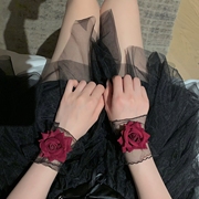 暗黑系玫瑰花蕾丝手环，女手腕套手链红色手袖结婚礼服lolita洛丽塔