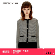 iiiviviniko秋冬圆领，细条纹短款针织衫，女m230205651a