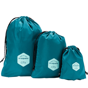 旅行抽绳束口收纳袋 便携防水内衣鞋子衣物分装分类整理包三件套