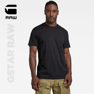 G-STAR RAW夏季黑色有机棉圆领短袖后背字母百搭T恤男士D23160