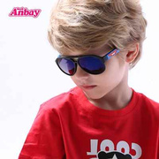 安比 儿童太阳镜防紫外线时尚眼镜宝宝蛤蟆镜软 防UV小童男童墨镜