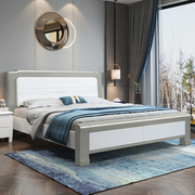 实木床现代简约白色橡木1.5米单人双人床1.8米储物主卧收纳高箱床