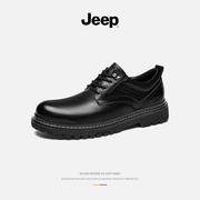 jeep吉普男鞋2024年春季低帮真皮英伦工装马丁靴大头休闲皮鞋