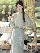 新中式民国改良旗袍裙中国风少女禅意茶服两件套日常改良汉服夏季