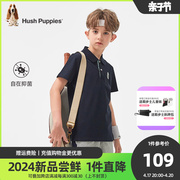 暇步士童装男童polo衫，2024夏季儿童休闲短袖，t恤大童抑菌翻领t