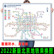 2022新版北京地铁换乘线路图海报轨道交通出行图挂图规划图定制