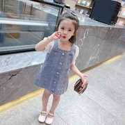 韩范女童夏装儿童牛仔裙，小童洋气连衣裙2021年夏季薄款裙子宝宝公