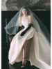 水晶纱素纱进口薄透中硬米白色新娘头纱，网纱影楼造型高级婚纱diy