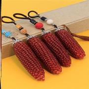 网红携带文玩玉米手把件红色，小玉米把玩随身装饰玛瑙色小物件个性