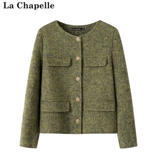拉夏贝尔lachapelle秋冬小香风，短款单排扣外套高级感毛呢外套女
